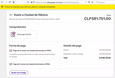 Cobro doble a mi tarjeta de credito por el mismo vuelo