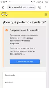 Suspensión  de cuenta