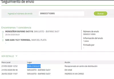 No llego a destino extraviado en pablo nogues centro de distribucion