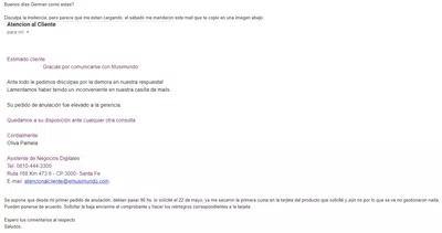 Cancele una compra por falta de entrega, pero me están cobrando el producto