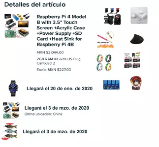 Pedí 2 raspberry pi 4 con pantallas y accesorios no llego