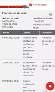Andreani tiene mi envió desde el día 22 de mayo