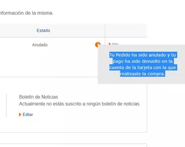 Sigo esperando la devolución del dinero, ninguna rta por parte de la empresa
