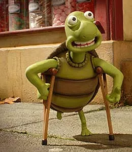Urbano lento como tortuga con muletas