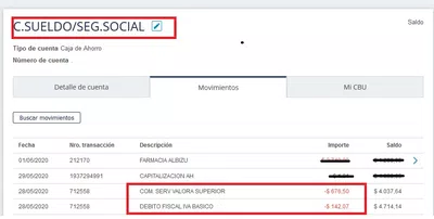 Debito de concepto com. serv. valora superior sin haber adquirido ningun paquete
