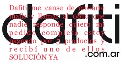 No recepción de pedido completo y cobro de tarjeta naranja