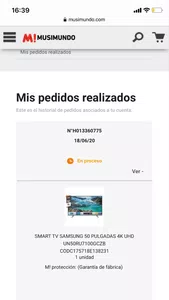 No tengo novedades del producto comprado