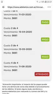 No me figuran los pagos en el estado de cuenta