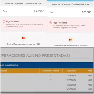 Rechazo de pago pero igual me lo descontaron en la tarjeta de credito