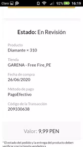 Mi recarga no se aprueba y sigue en revision