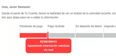 Aguardando información solicitada vía mail