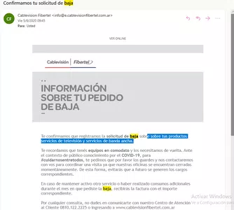 Baja incorrecta
