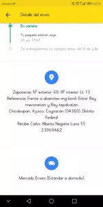 No llega mi paquete