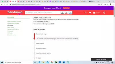 Reclamo devolución de dinero por cancelar mi pedido