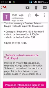 La devolucion del dinero 8500$ o que todo pago me cancele la compra