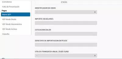 No puedo generar veps porque no aparece el identificador de envíos
