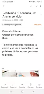 Baja del servicio perdida 7 veces