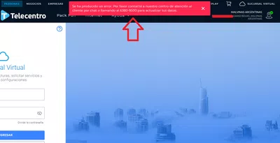 Problema telecentro sucursal virtual
