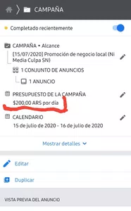 Facebook me cobro publicidad en dolares cuando a mi me muestra el gasto en $ arg