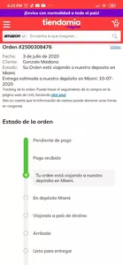 Tu orden está viajando a nuestro depósito en miami