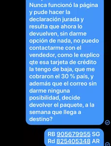 No funciona la página de envíos internacionales