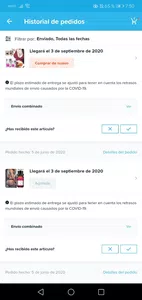 Productos no llegados