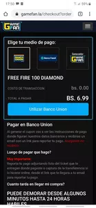 No puedo comprar diamantes en pagostore con tigo money