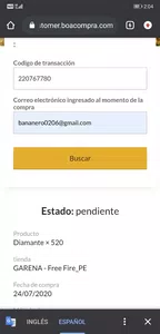 No me llega el msj de confirmacion