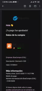 Mi recarga de diamantes no me llega