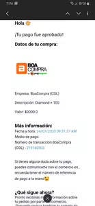 No me llegan los diamantes que compre