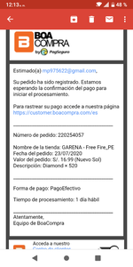 Nome llega mi pedido de diamantes