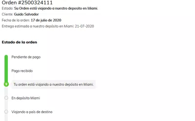 La orden todavia no llego al deposito de miami