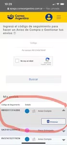 Compra retenida en correo argentino