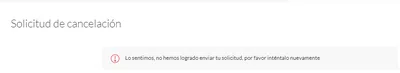 Error al intentar cancelar compra