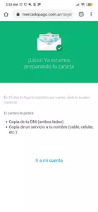 No me dan la tarjeta de mercado pago