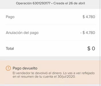 Reembolso no acreditado