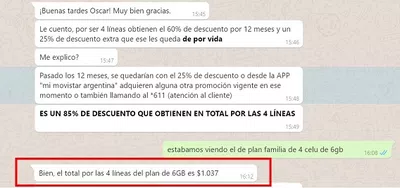 Portabilidad de 4 lineas con plan que ahora no me aplican