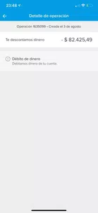 Débito sin explicación de 82.000 pesos