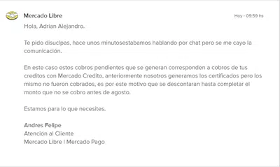 Cargos por supuesto crédito que solicite