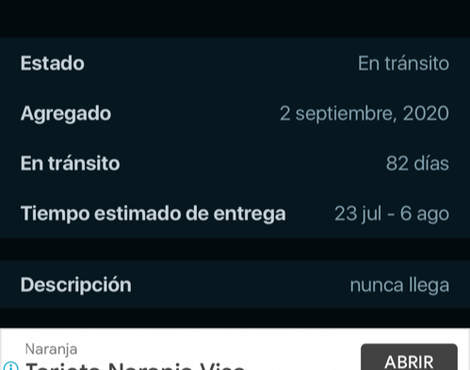 No me llega el producto 43 día de demora