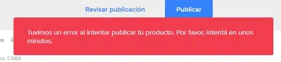 Error al intentar publicar