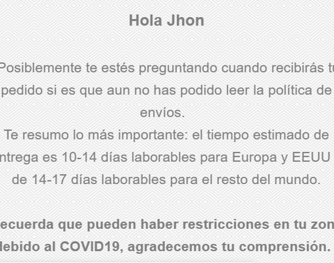 No me ha llegado el producto despues de dos meses