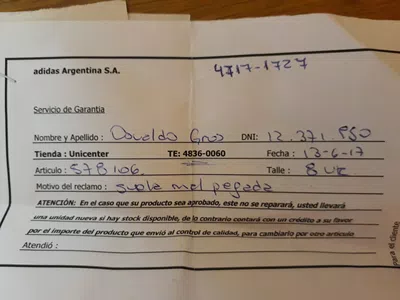 Reclamo de ojotas