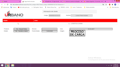 Urbano Argentina No llegó mi producto