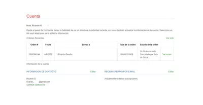 Cancelacion por falta de stock
