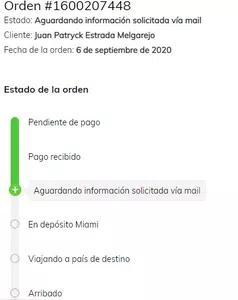 "aguardando información solicitada vía mail"