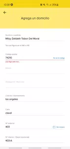 Problemas con poner mi codigo postal y direccion