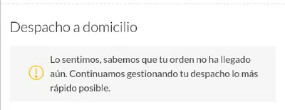 No llego el despacho a mi domicilio