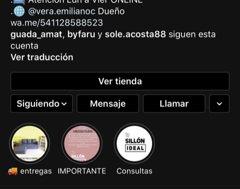 Estafa con venta de sillones en instagram