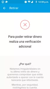 No me deja retirar dinero
